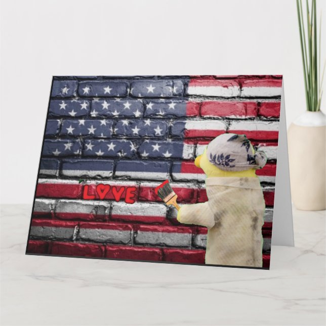 Carte J'adore l'art de graffitis muraux USA. (Devant)