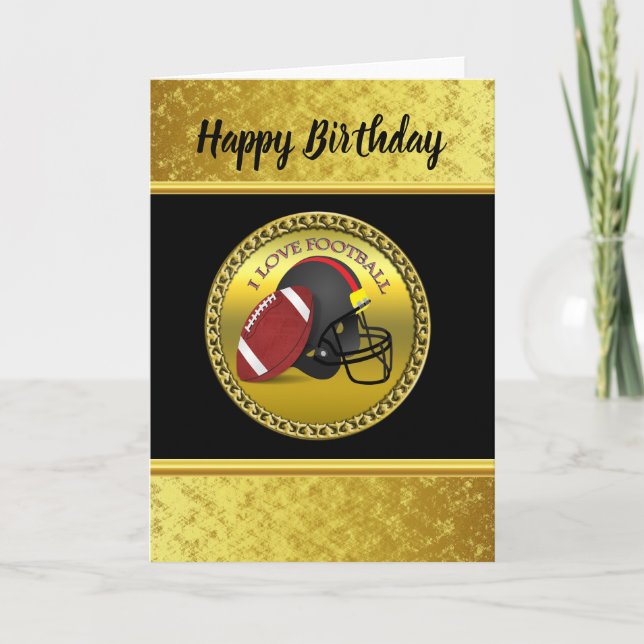 Carte J'adore le football avec un football et un casque (Devant)