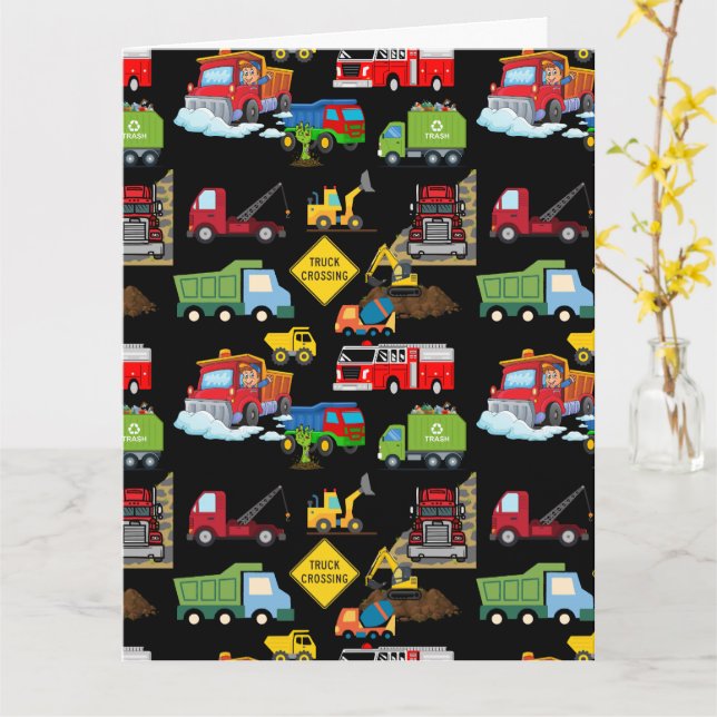Carte J'adore les camions (Fleur jaune)