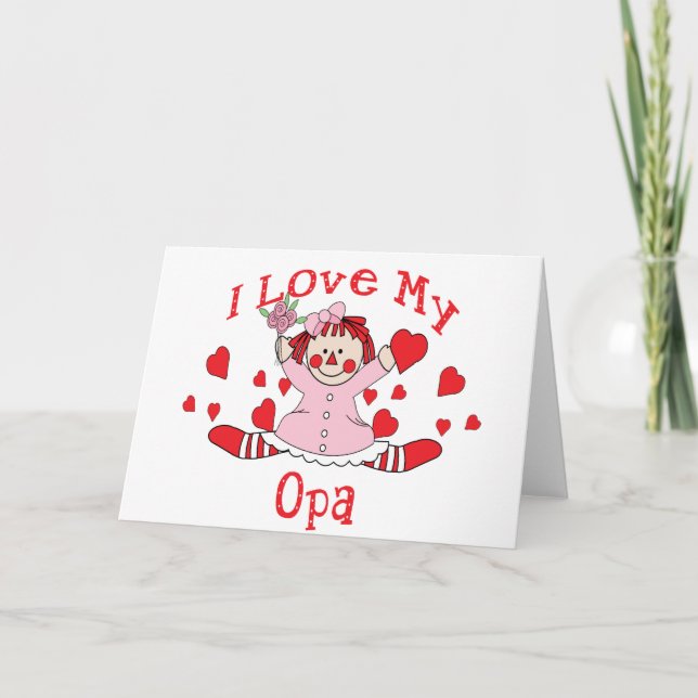 Carte J'adore My Opa Rag Doll & Hearts (Devant)