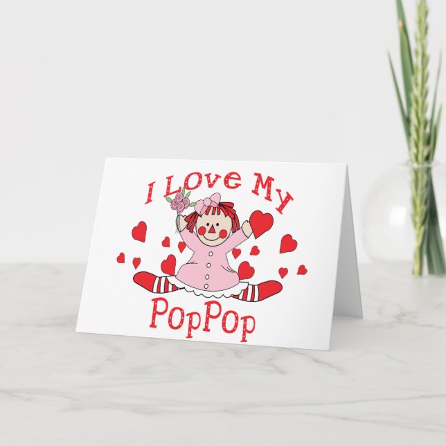 Carte J'adore My PopPop Rag Doll & Hearts (Devant)