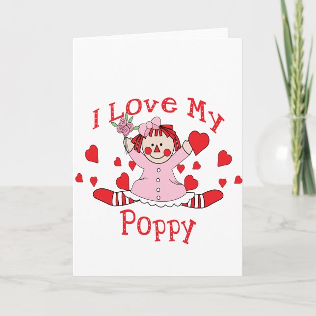 Carte J'adore My Poppy Rag Doll & Hearts (Devant)
