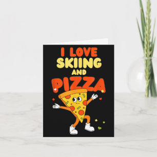 Carte J'adore skier et les pentes enneigées de pizza mon