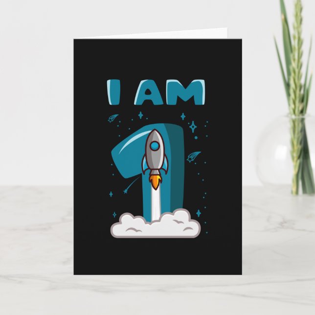 Carte J'AI 1 AN 1er anniversaire Toddler Space (Devant)