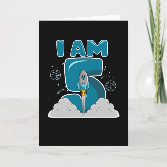 Carte J'AI 5 ans 5e anniversaire Boy Space Anniversaire (Devant)