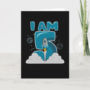 Carte J'AI 5 ans 5e anniversaire Boy Space Anniversaire