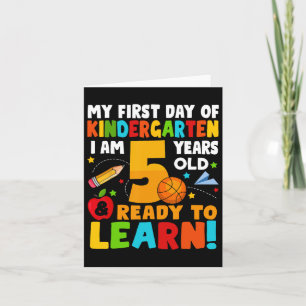 Carte J'ai 5 ans prêt à apprendre mon premier jour d'éco
