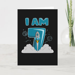 Carte J'AI 7 ANS 7e anniversaire Boy Space Anniversaire