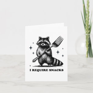 Carte J'Ai Besoin De Snacks, Snack Raccoon, Hungry Stree