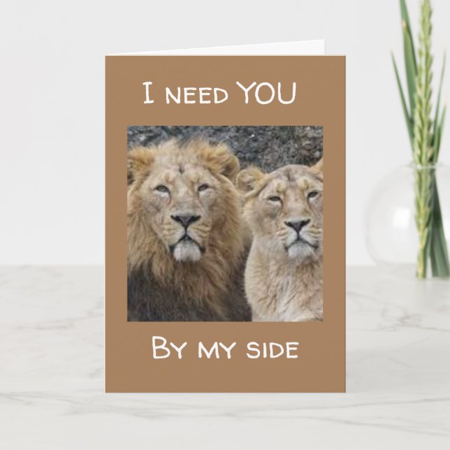CARTE **J'AI BESOIN DE VOUS À MES CÔTÉS** LIONS AMOUREUX (Devant)