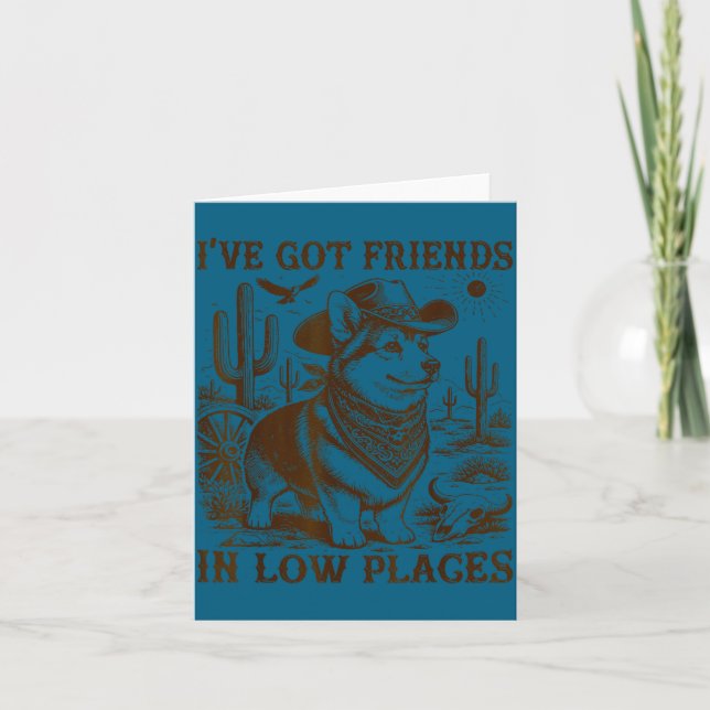Carte J'ai des amis en bas endroits papa corgi  (Devant)