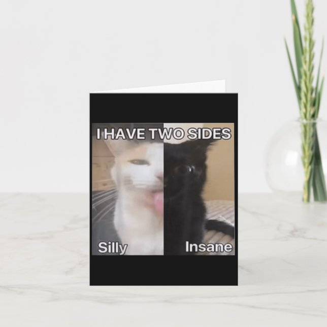 Carte J'Ai Deux Côtés Silly Drôle Chat Drôle Pour Les Ho (Devant)