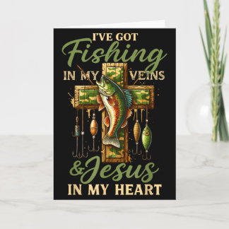 Carte J'ai la pêche dans les veines et Jésus dans mon cœ