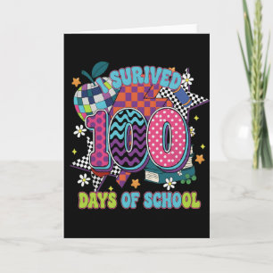 Carte J'ai survécu 100 jours de rentrée scolaire Coloré
