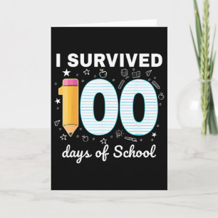 Carte J'ai survécu 100 jours d'école élèves enseignants