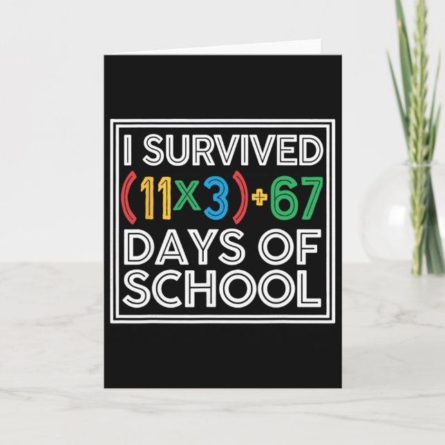 Carte J'ai survécu 100 jours d'école équation mathématiq (Devant)