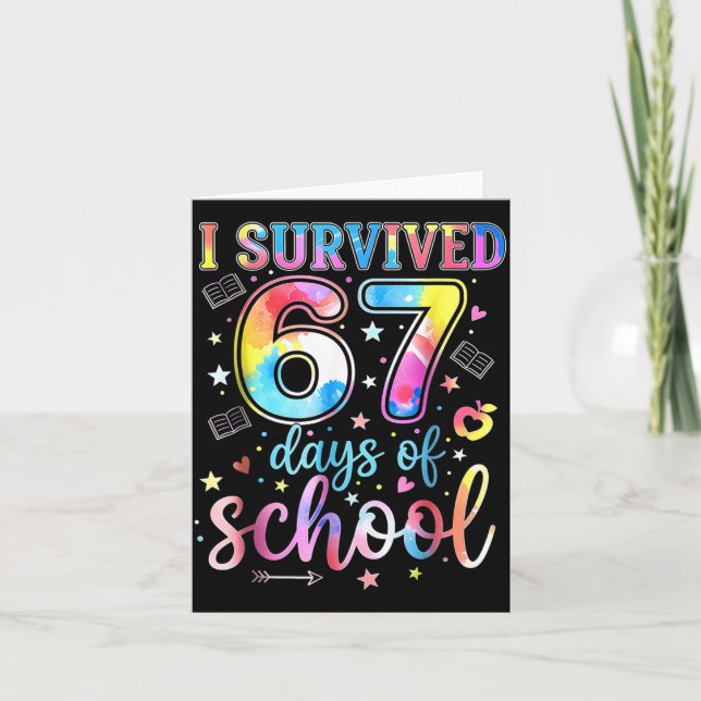 Carte J'ai Survécu 67 Jours D'école Drôle 67 Mème Enseig (Devant)