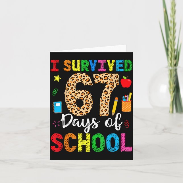 Carte J'ai survécu 67 Jours D'école Drôle 67 Professeur  (Devant)