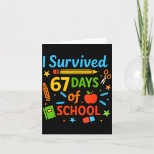 Carte J'ai survécu 67 jours d'école drôle 67 professeurs