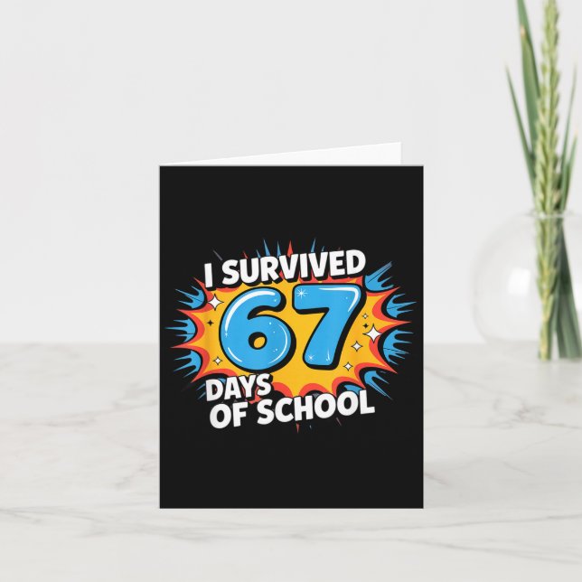 Carte J'ai survécu 67 jours d'école drôle 67 professeurs (Devant)