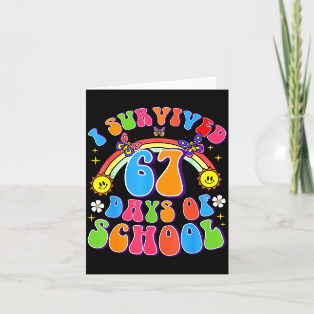 Carte J'ai Survécu 67 Jours D'école Drôle 67 Professeurs (Devant)