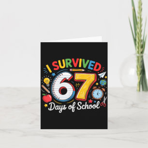 Carte J'ai survécu 67 jours d'école drôle 6 7 mème ensei