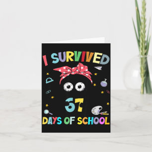 Carte J'ai survécu 67 jours d'école drôle chat noir Six