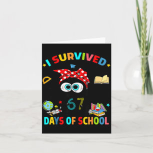 Carte J'ai survécu 67 Jours D'école Drôle Chat Noir Six