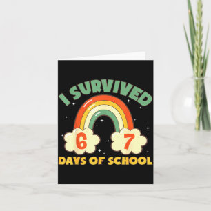 Carte J'ai survécu 67 jours d'école drôle mème étudiant 