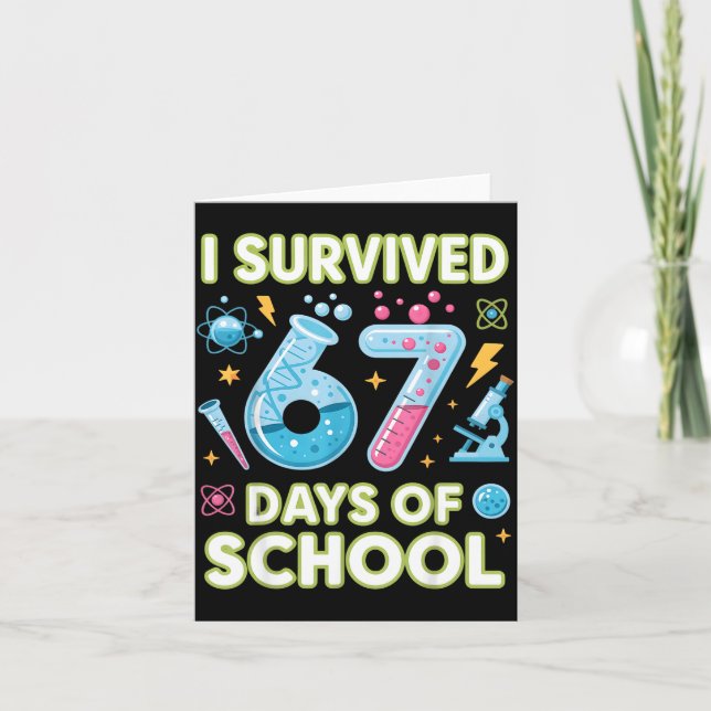 Carte J'ai survécu 67 jours d'école - Enseignants Élèves (Devant)