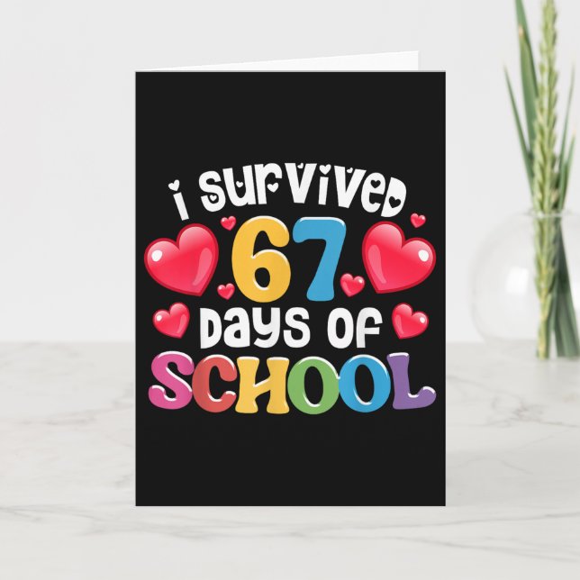 Carte J'ai survécu 67 jours d'école enseignants élèves _ (Devant)