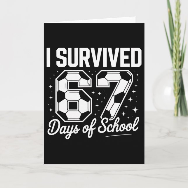Carte J'ai survécu 67 jours d'école Funny Soccer  (Devant)