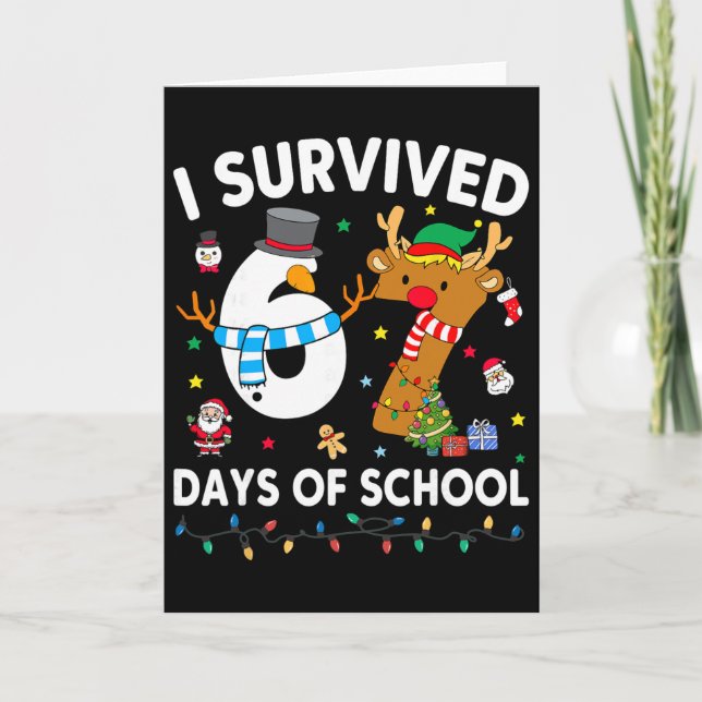 Carte J'ai survécu 67 jours d'école Mème drôle Six Sept  (Devant)