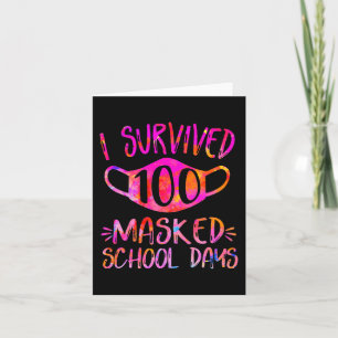 Carte J'ai survécu à 100 journées scolaires masquées Étu