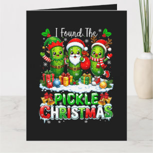 Carte J'ai trouvé le pickle Xmas Three Santa