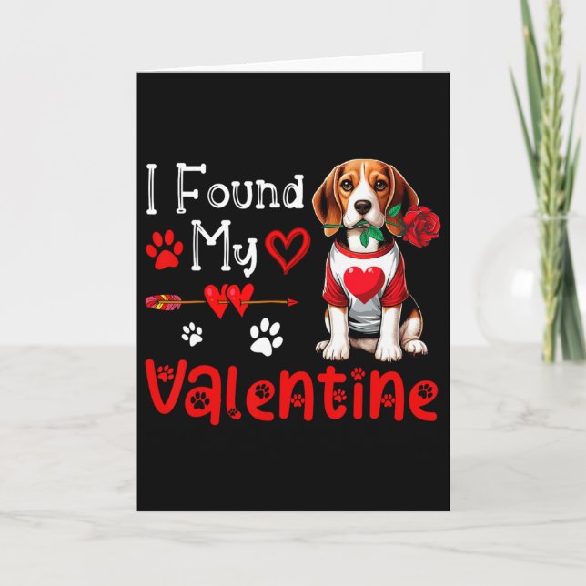 Carte J'ai trouvé mon beagle de la Saint-Valentin avec u (Devant)