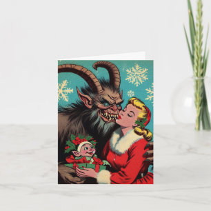 Carte J'Ai Vu maman embrasser Krampus