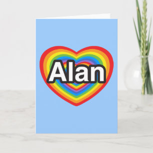 Carte J'aime Alan. Je t'aime Alan. Cœur