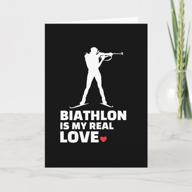 Carte J'aime biathlon Silhouette de biathlon élégant (Devant)