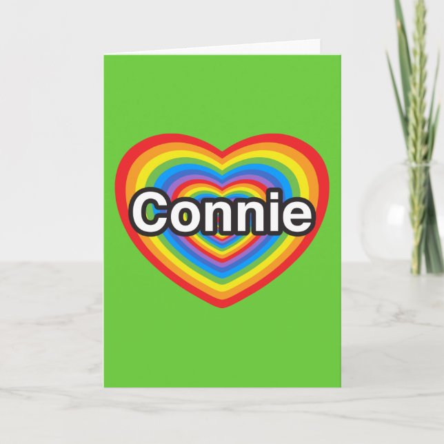 Carte J'aime Connie. Je t'aime Connie. Coeur (Devant)