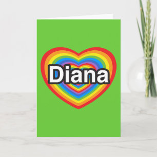 Carte J'aime Diana. Je t'aime Diana. Cœur