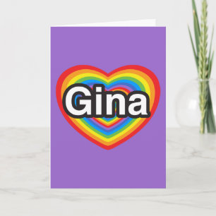 Carte J'aime Gina. Je t'aime Gina. Cœur