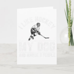 Carte J'aime Hockey Mon Chien Et Peut-être 3 Personnes D