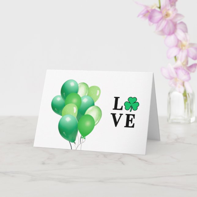 Carte J'AIME Irlande Ballon Vert Moderne Élégant (Orchidée)