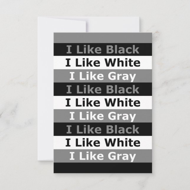 Carte J'Aime Le Blanc Noir Et La Couleur Gris Design Gra (Devant)