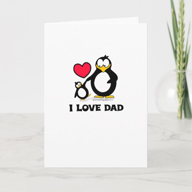 Carte J'aime le coeur de pingouin de papa (Devant)