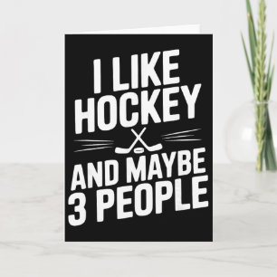 Carte J'aime le hockey et peut-être 3 personnes drôle Fa
