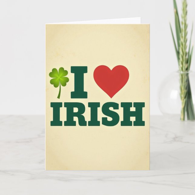 Carte J'aime le Trèfle Irlandais (Devant)