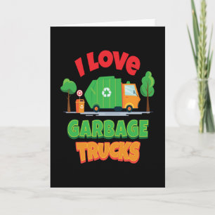 Carte J'aime les camions poubelles enfants garçons fille