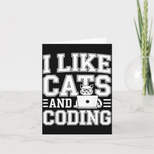 Carte J'aime les chats et le codeur de programmation sur